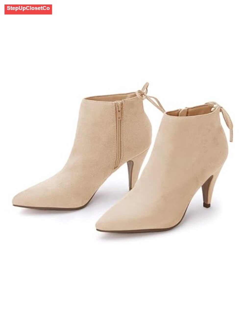 Kitten Heel Pointed Toe Ankle Booties Faux Suede Bowtie Strappy Dress Shoes